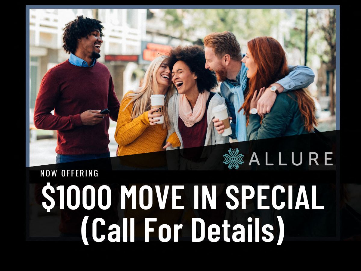 $1000 off all floor plans. 12+ month lease. For new-move-ins.