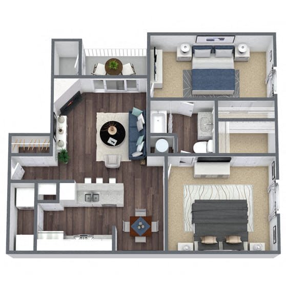 B1: 2 Bed 1 Bath floor plan
