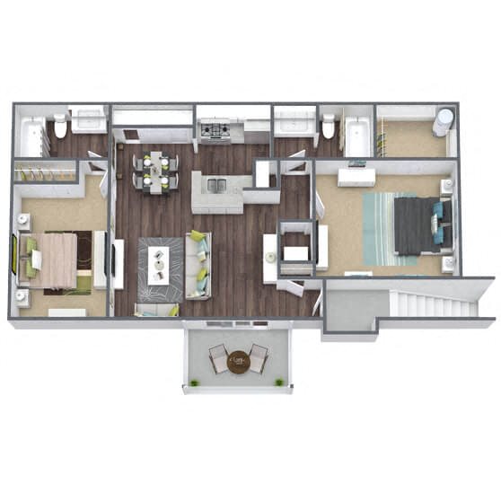 B1: 2 Bed 2 Bath floor plan