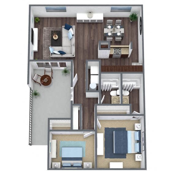 B1: 2 Bed 2 Bath floor plan