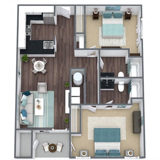B1: 2 Bed 2 Bath floor plan