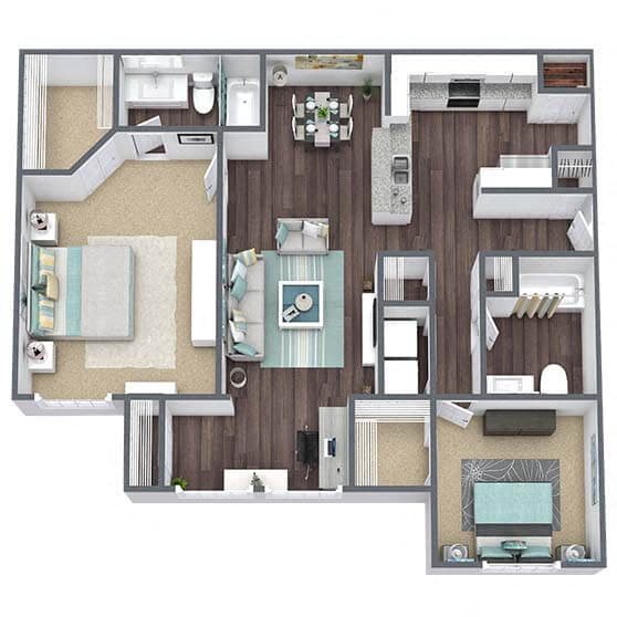 B2: 2 Bed 2 Bath floor plan