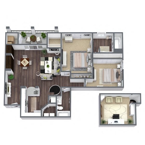 B2: 2 Bed 2 Bath floor plan