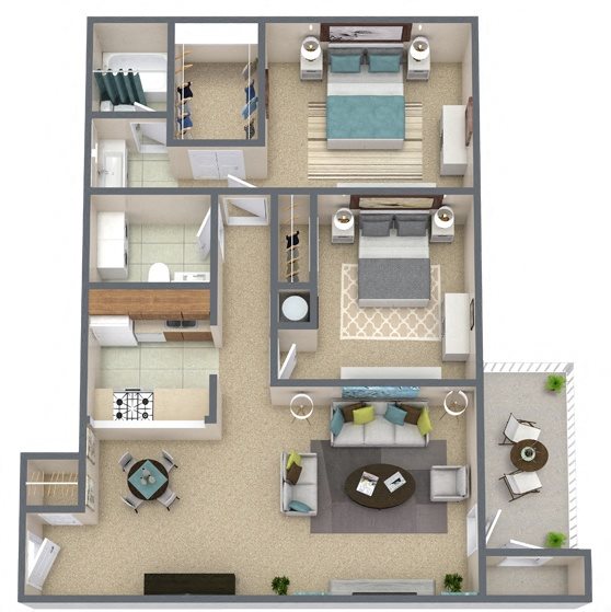 B2 Floor Plan 2x2