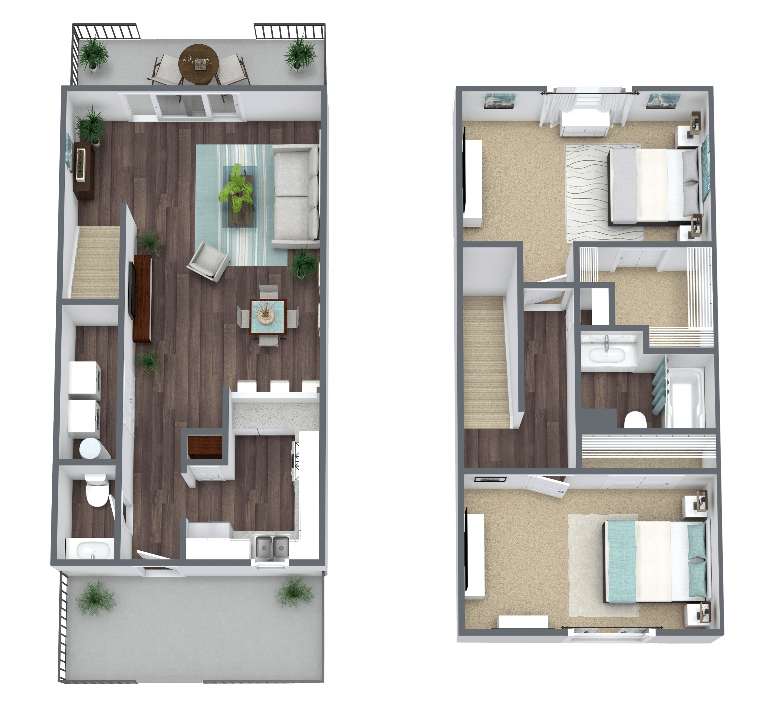 B2: 2 Bed 1.5 Bath Townhome floor plan