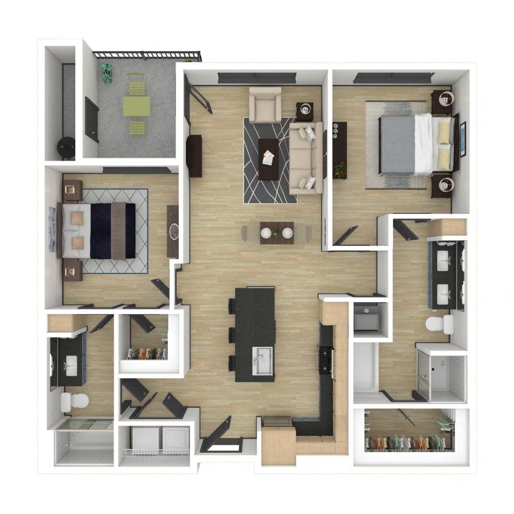 B2: 2 Bed 2 Bath floor plan
