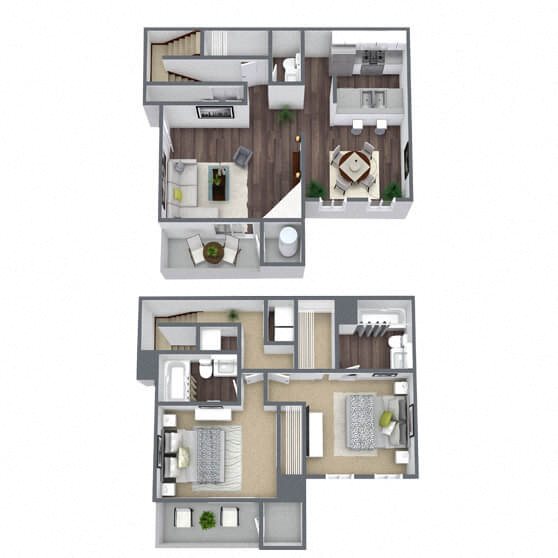 B3: 2 Bed 2 Bath floor plan