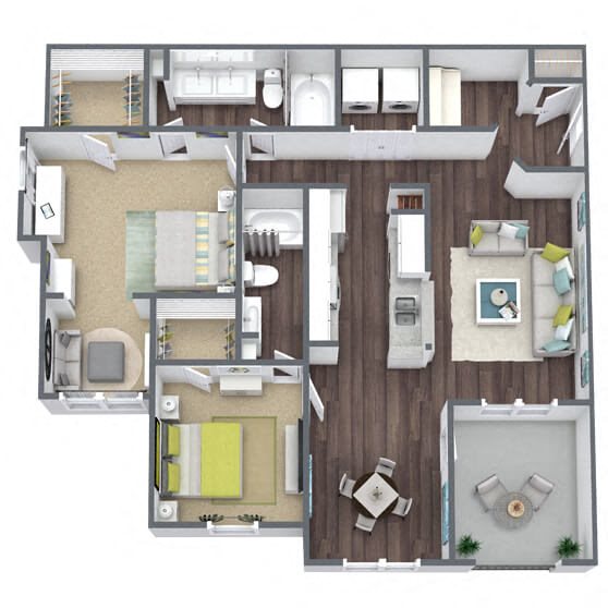 B3: 2 Bed 2 Bath floor plan