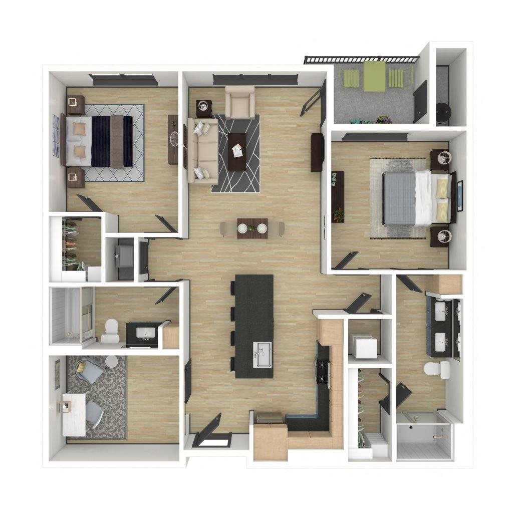 B3: 2 Bed 2 Bath floor plan