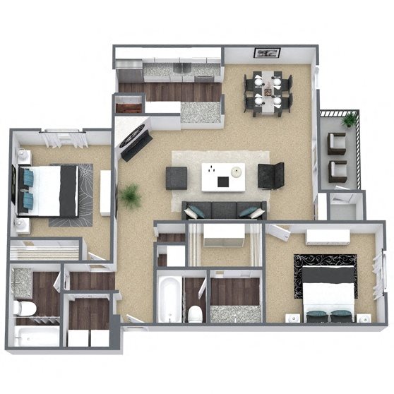 B5: 2 Bed 2 Bath floor plan
