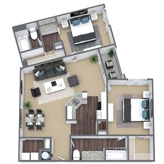 B6: 2 Bed 2 Bath floor plan