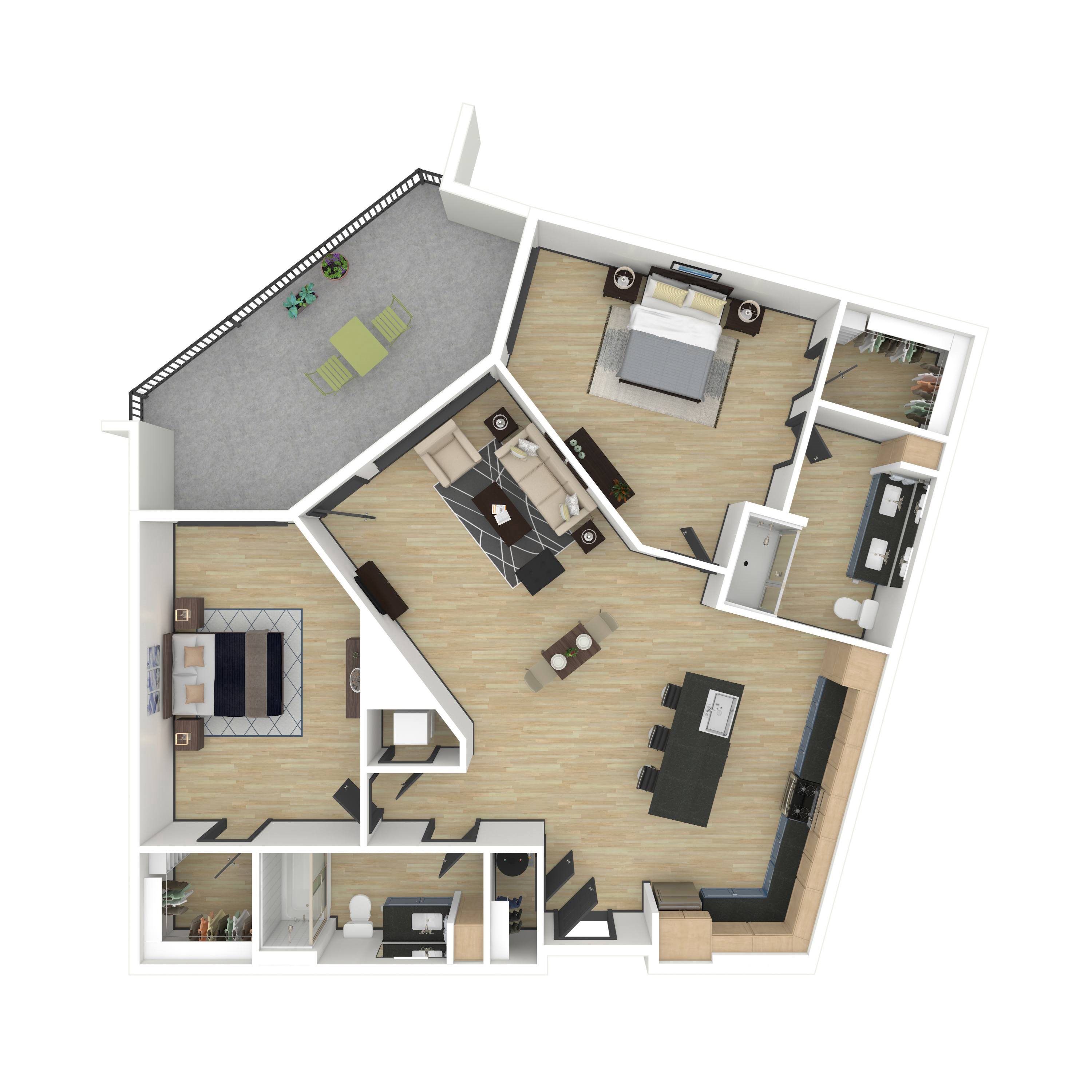 B5: 2 Bed 2 Bath floor plan