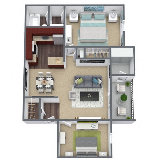 A3: 1 Bed 1 Bath floor plan