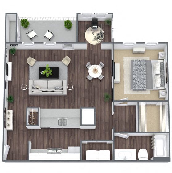 A3: 1 Bed 1 Bath floor plan