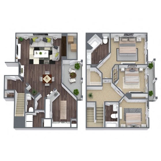 C1: 3 Bed 2 Bath floor plan