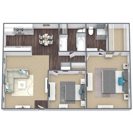 B1: 2 Bed 2 Bath floor plan