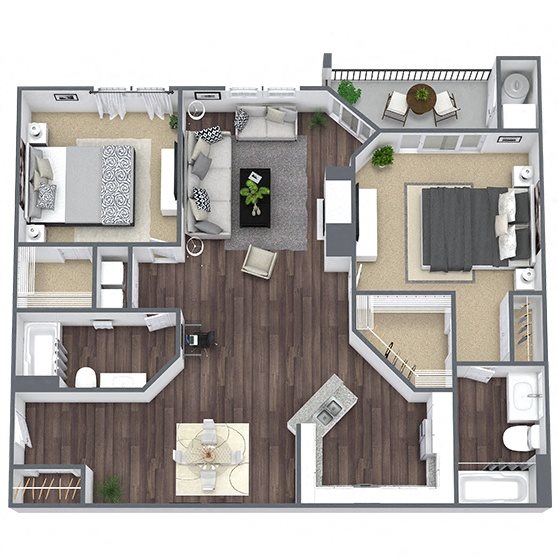 B5: 2 Bed 2 Bath floor plan