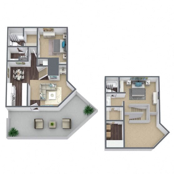 B2: 2 Bed 2 Bath floor plan
