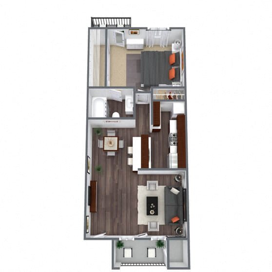 A3: 1 Bed 1 Bath floor plan