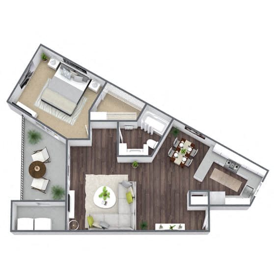 A4: 1 Bed 1 Bath floor plan