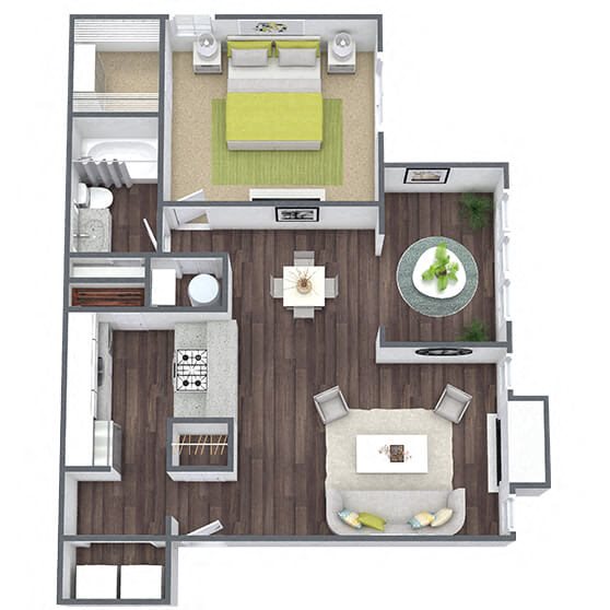 A4: 1 Bed 1 Bath floor plan