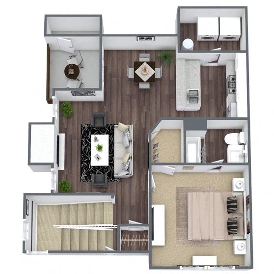 A1: 1 Bed 1 Bath floor plan