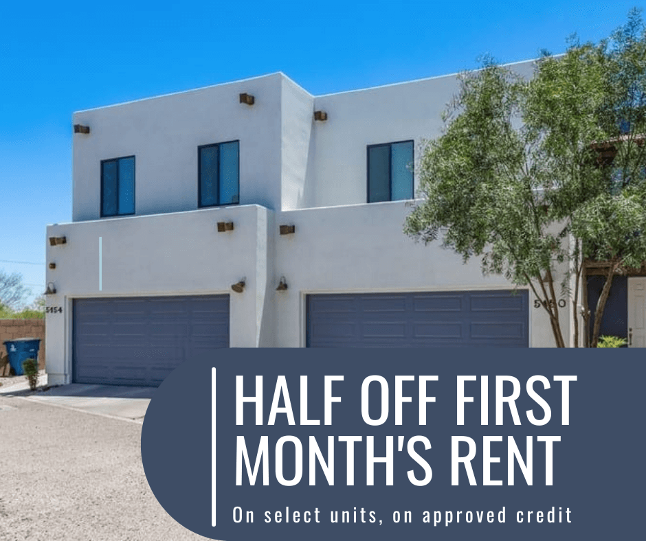 half off first month's rent for new move-ins on approved credit, on select units