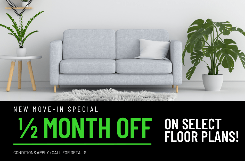 Get 1/2 Month FREE on select areas for a limited time! Conditions apply, call for details.