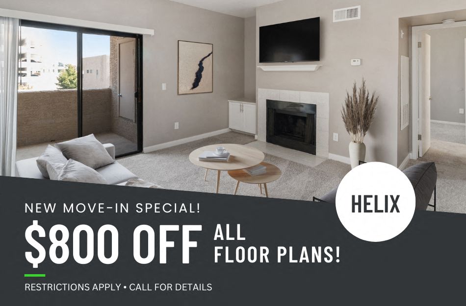 $800 off all apartments. Restrictions may apply, call for details.