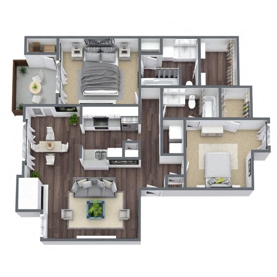 B2: 2 Bed 2 Bath floor plan