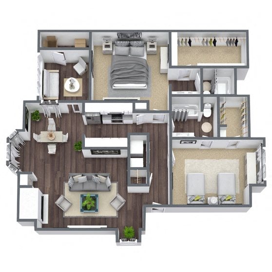 B4: 2 Bed 2 Bath floor plan