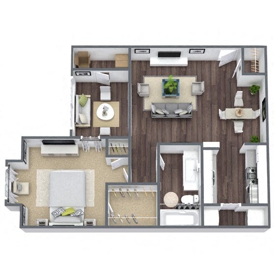 A3: 1 Bed 1 Bath floor plan