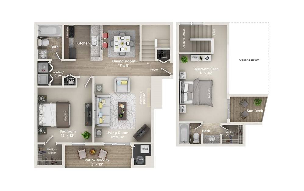 B4: 2 Bed 2 Bath floor plan