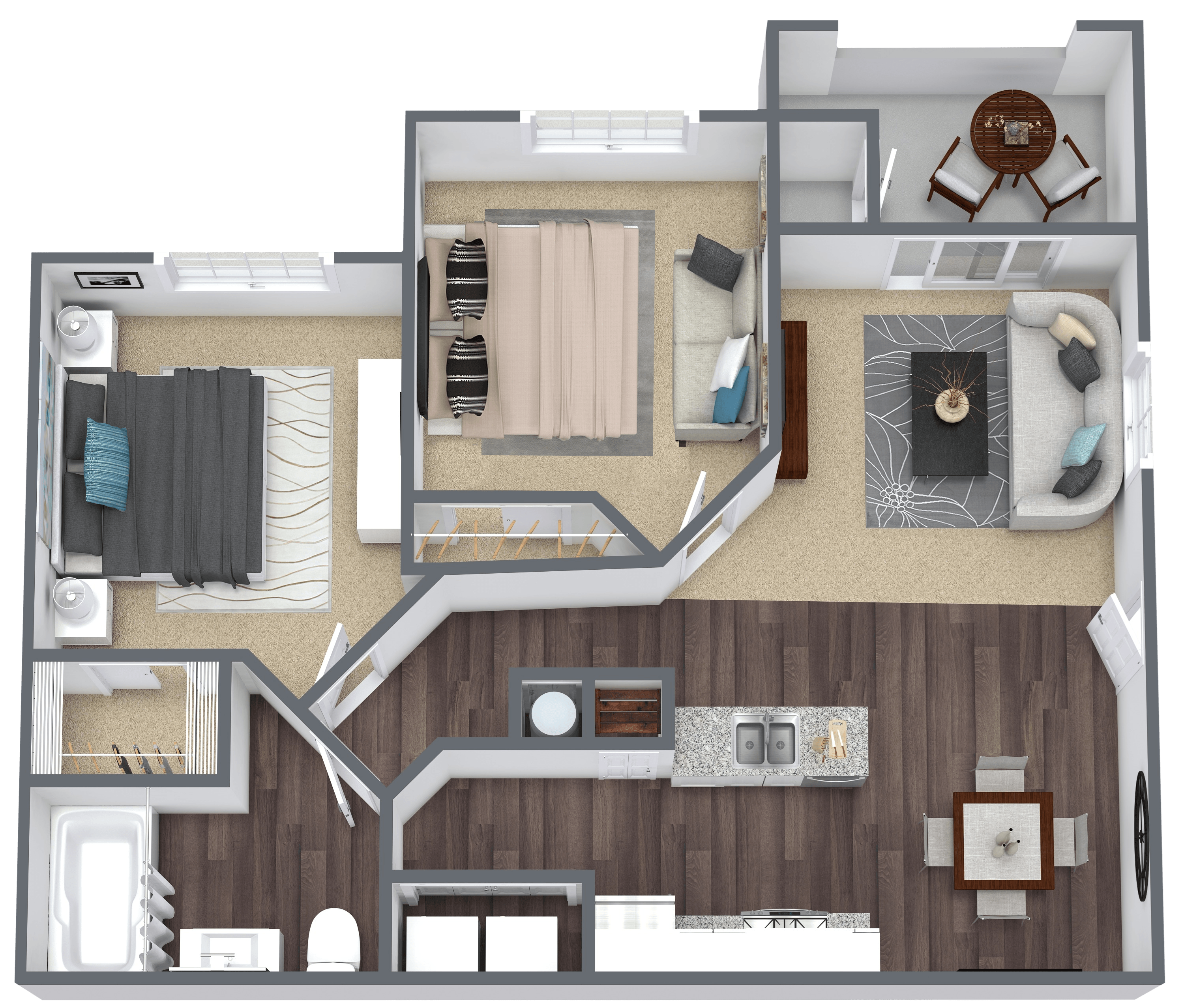 B2: 2 Bed 1 Bath floor plan