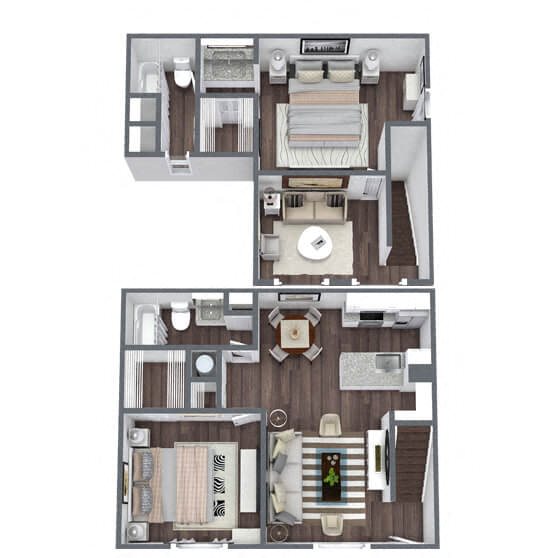 B2: 2 Bed 2 Bath floor plan