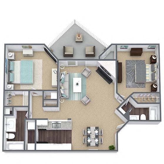 B4: 2 Bed 2 Bath floor plan