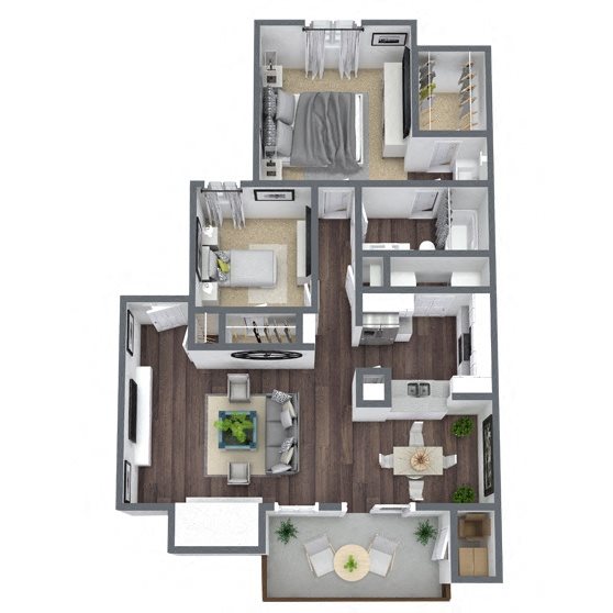 B1: 2 Bed 1 Bath floor plan