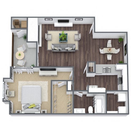 A4: 1 Bed 1 Bath floor plan
