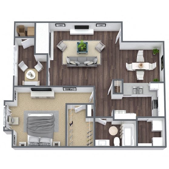 A6: 1 Bed 1 Bath floor plan