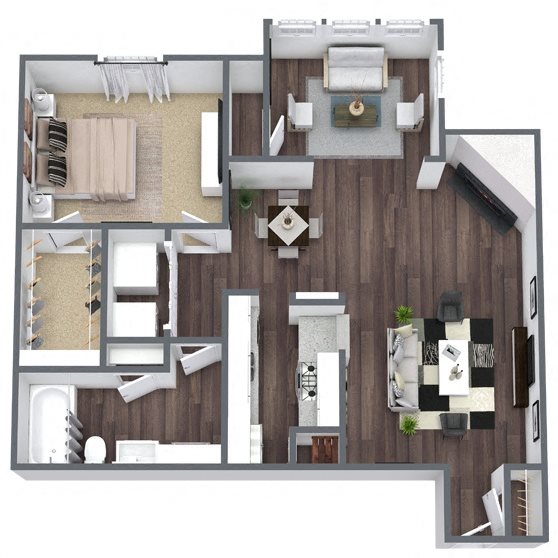 A6: 1 Bed 1 Bath floor plan