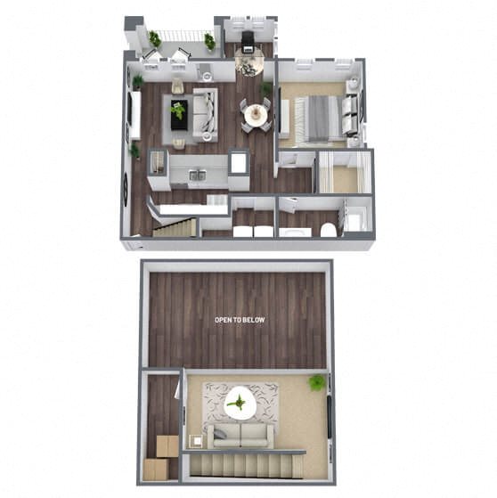 A5: 1 Bed 1 Bath + Loft floor plan