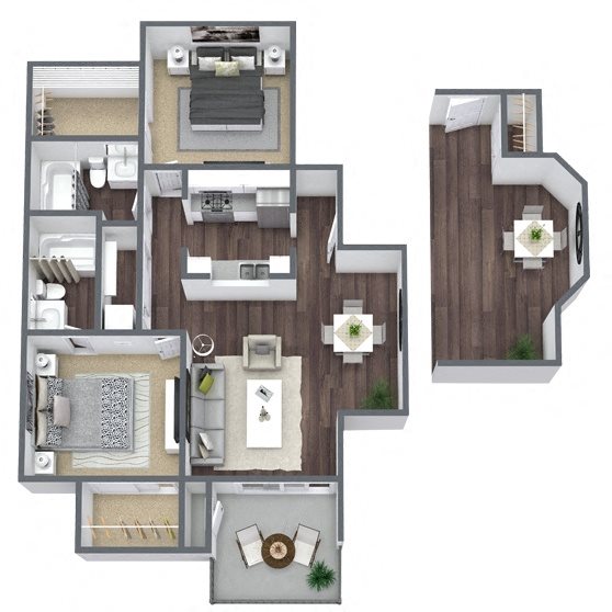 B2: 2 Bed 2 Bath floor plan