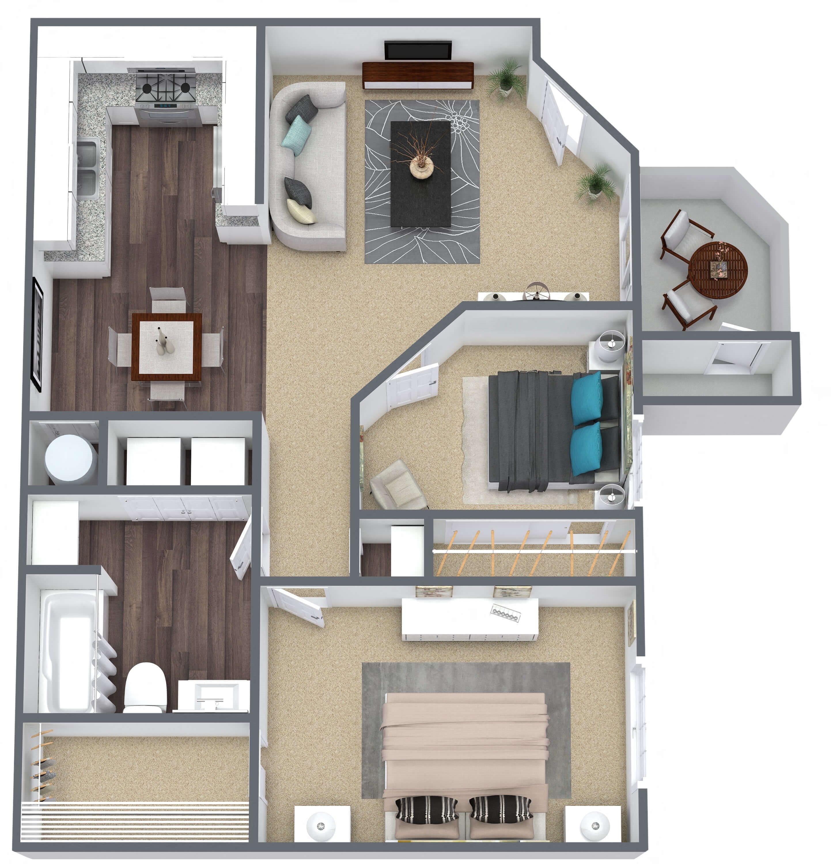 B1: 2 Bed 1 Bath floor plan