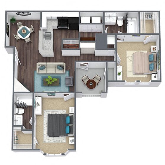 B1: 2 Bed 2 Bath floor plan