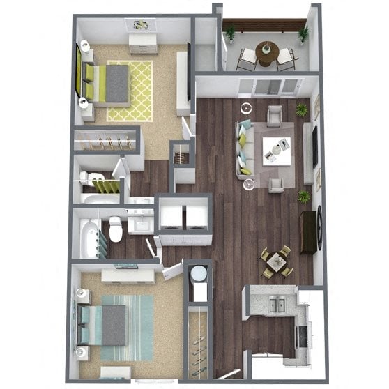 B2: 2 Bed 2 Bath floor plan