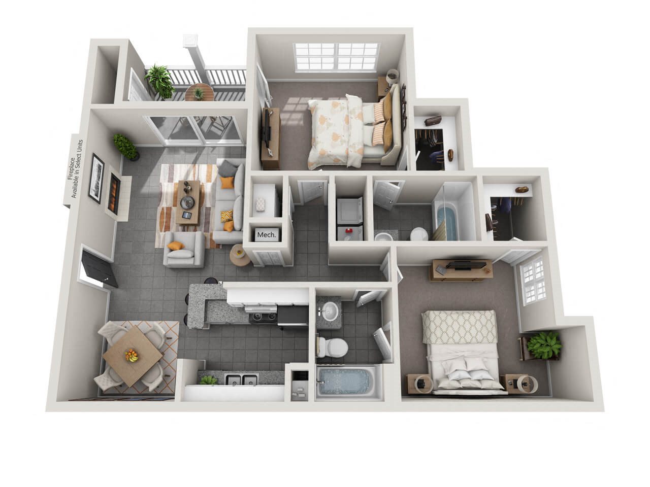 B2: 2 Bed 2 Bath floor plan