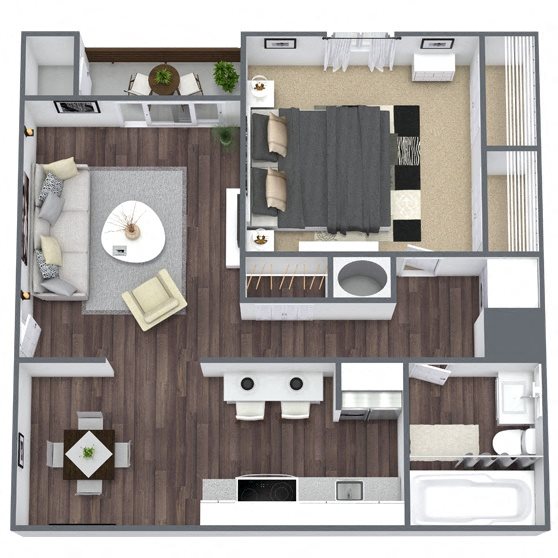 A1: 1 Bed 1 Bath floor plan
