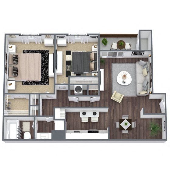 B1: 2 Bed 1 Bath floor plan