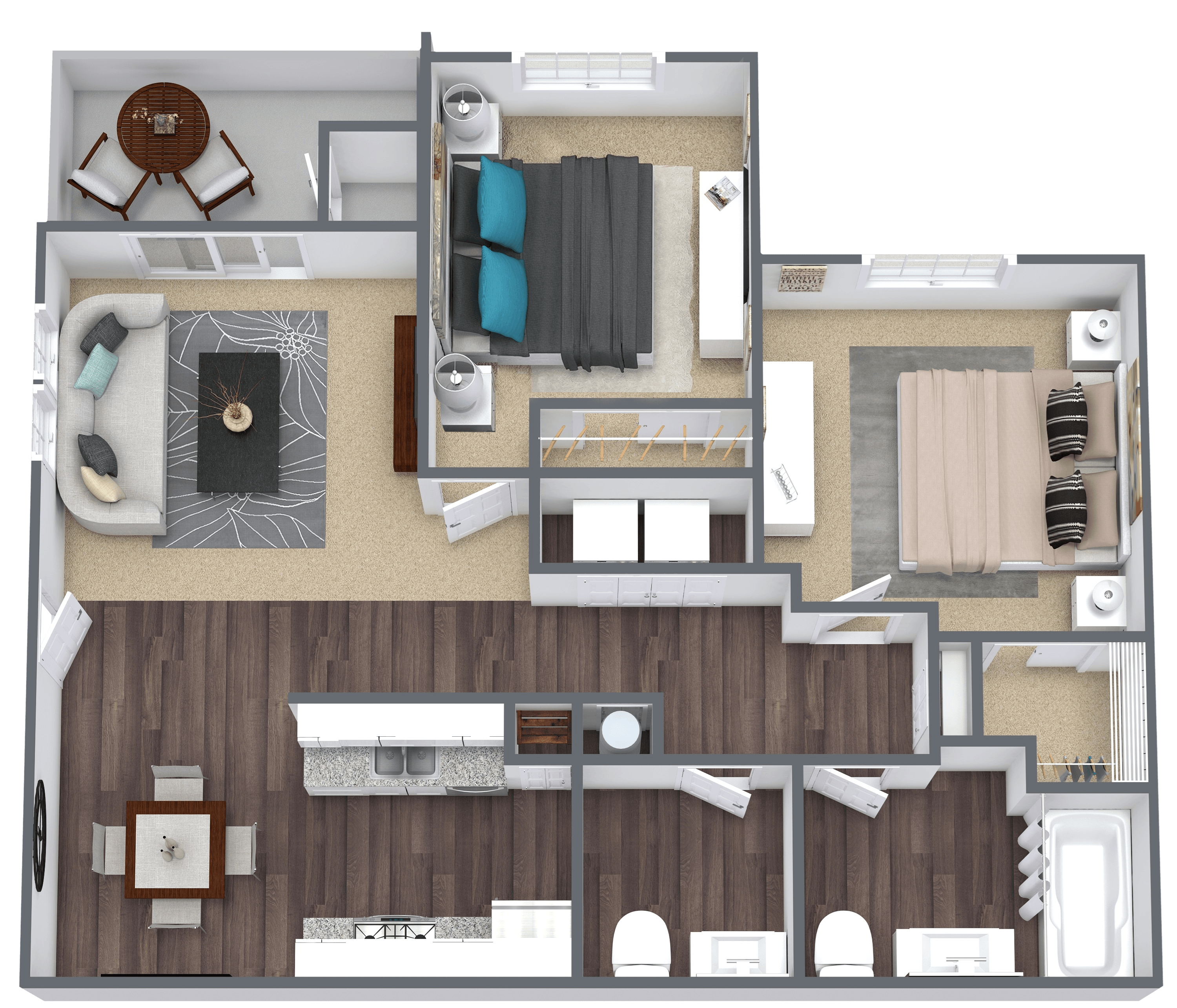 B4: 2 Bed 2 Bath floor plan