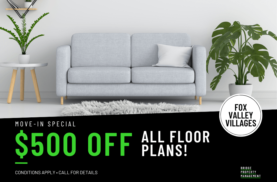 $500 off first months rent. On approved credit. For new-move-ins only.